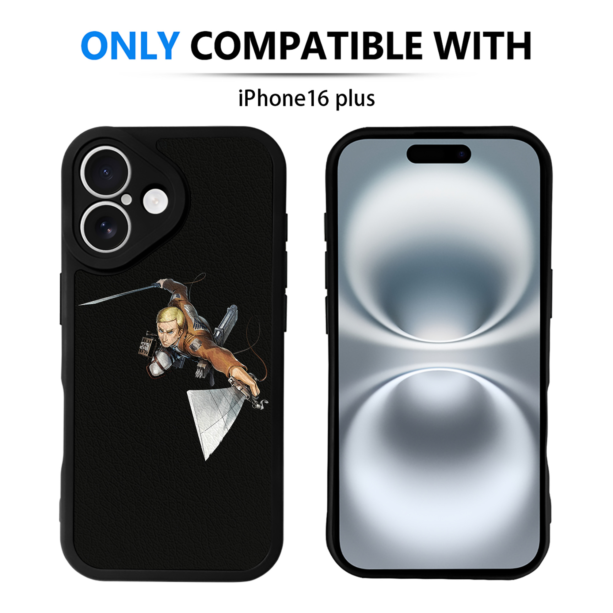 （画像用） 進撃の巨人 エルヴィン・スミス Attack on Titan Erwin Smith 【iPhone 16シリーズ対応】シリコンスマホケース（レザー調） 材質：シリコン